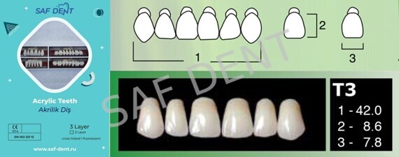 Акриловые зубы Saf Dent, фасон T3,цвет D4